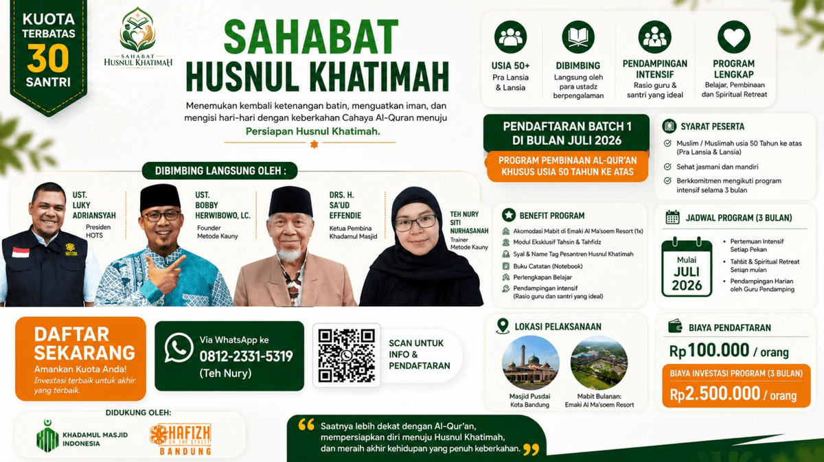 Sahabat Husnul Khatimah | Program Pembinaan Al-Qur'an & Spiritual Usia 50+